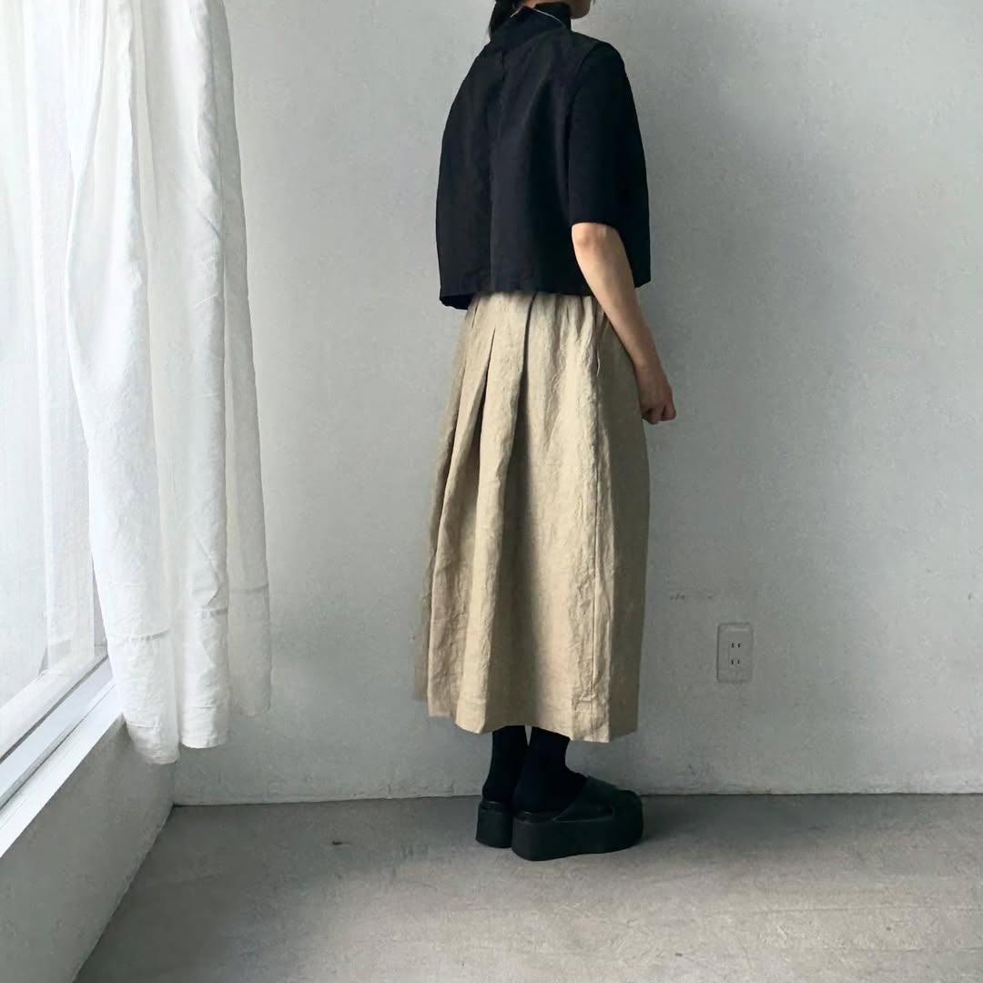 Linenya  リネンタックスカート　ベージュ