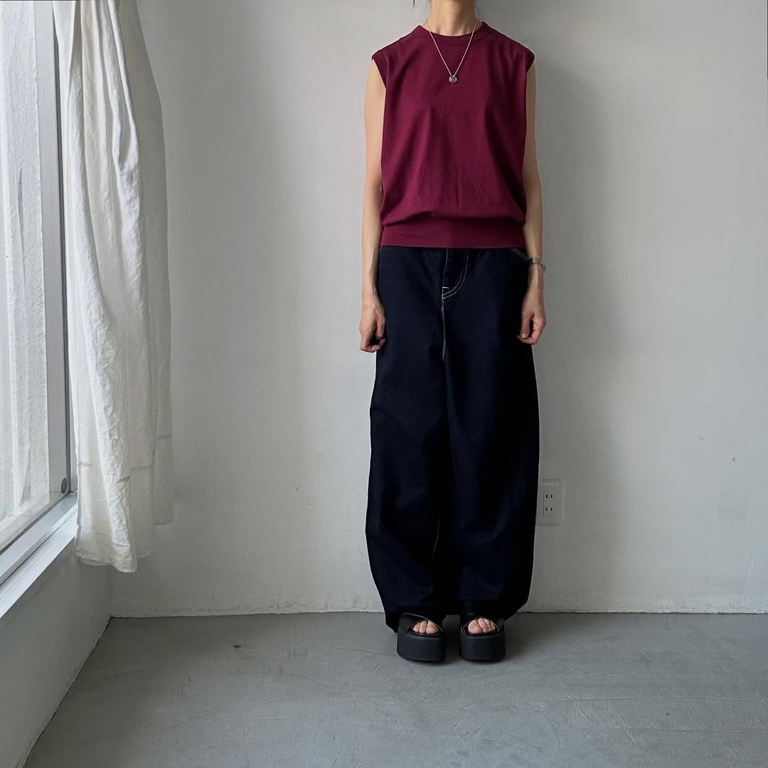 homspun 天竺ノースリーブプルオーバー　グレープ