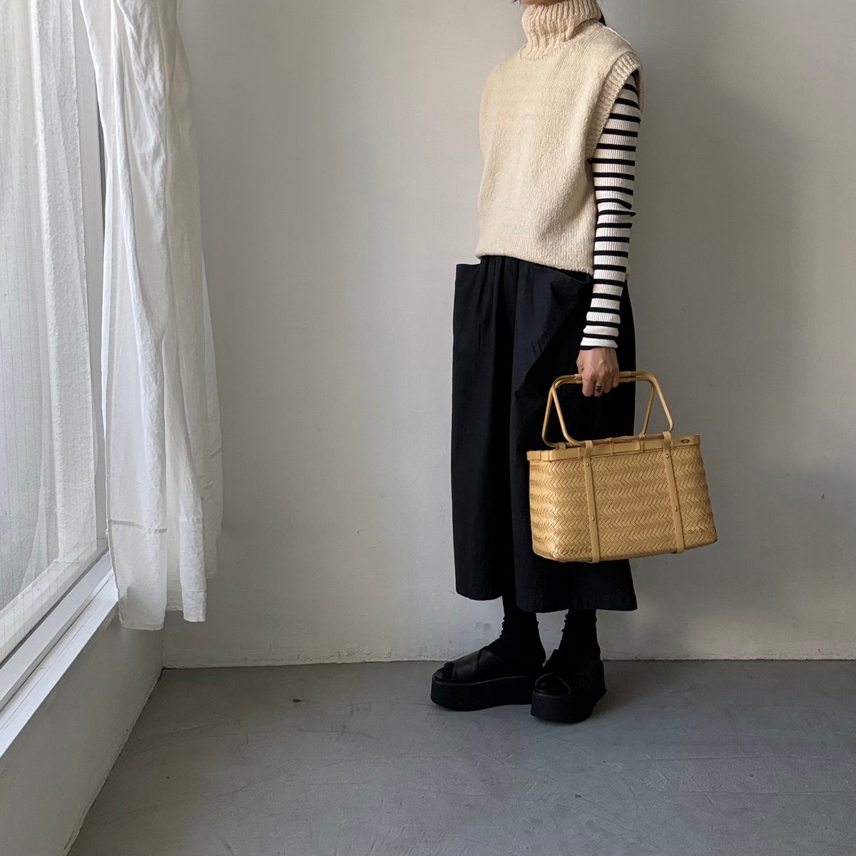 homspun  ネップヤーンタートルベスト　オフ