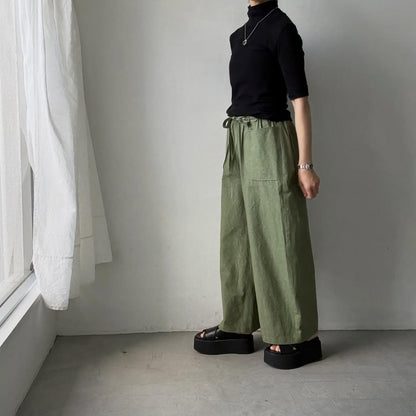 MAGALI コットンリネンファナージュロングパンツ