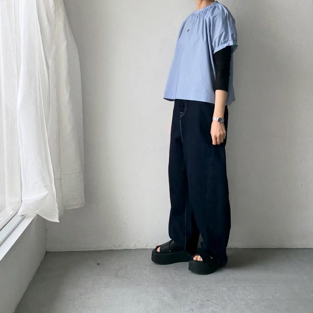 🟡週末入荷分予約受付中🟡cion  コットンシャーリングブラウス　サックスブルー