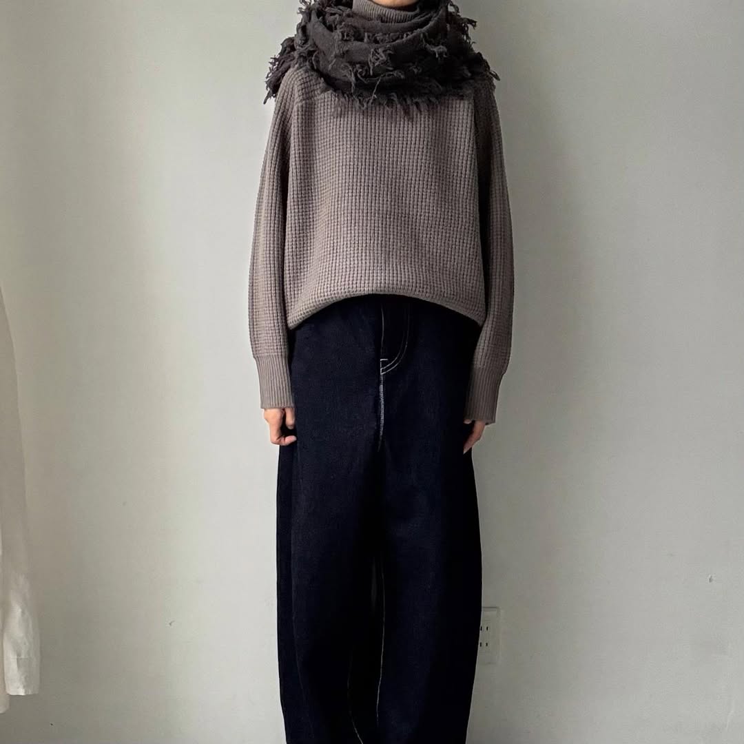 homspun ラムフリンジストール　グレー