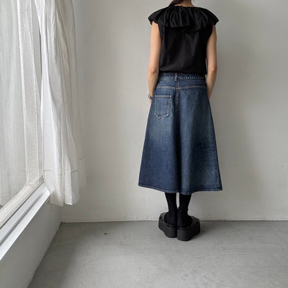 R&D.M.Co シルクコットンピエロカラーノースリーブブラウス