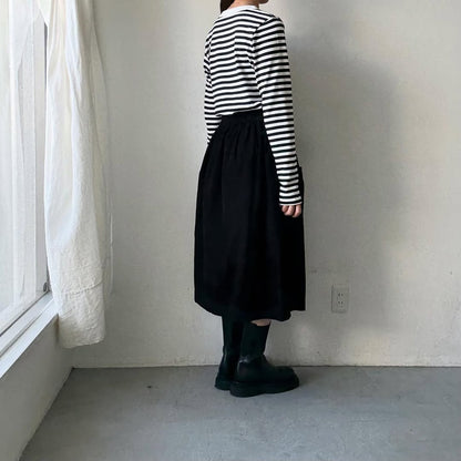 R&D.M.Co 裏起毛ボーダークルーネック長袖Tシャツ　ホワイト×ブラック