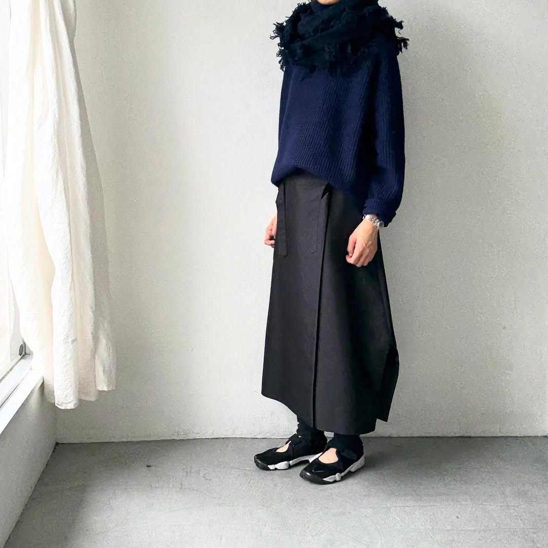 homspun ラムフリンジストール　ネイビー