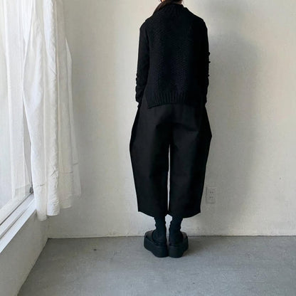 ゴーシュ  オーガニックダックコットンストレートラインパンツ　ブラック