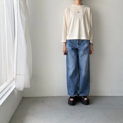 R&D.M.Co  ドロップキャンディボタンロングスリーブTシャツ　ナチュラル