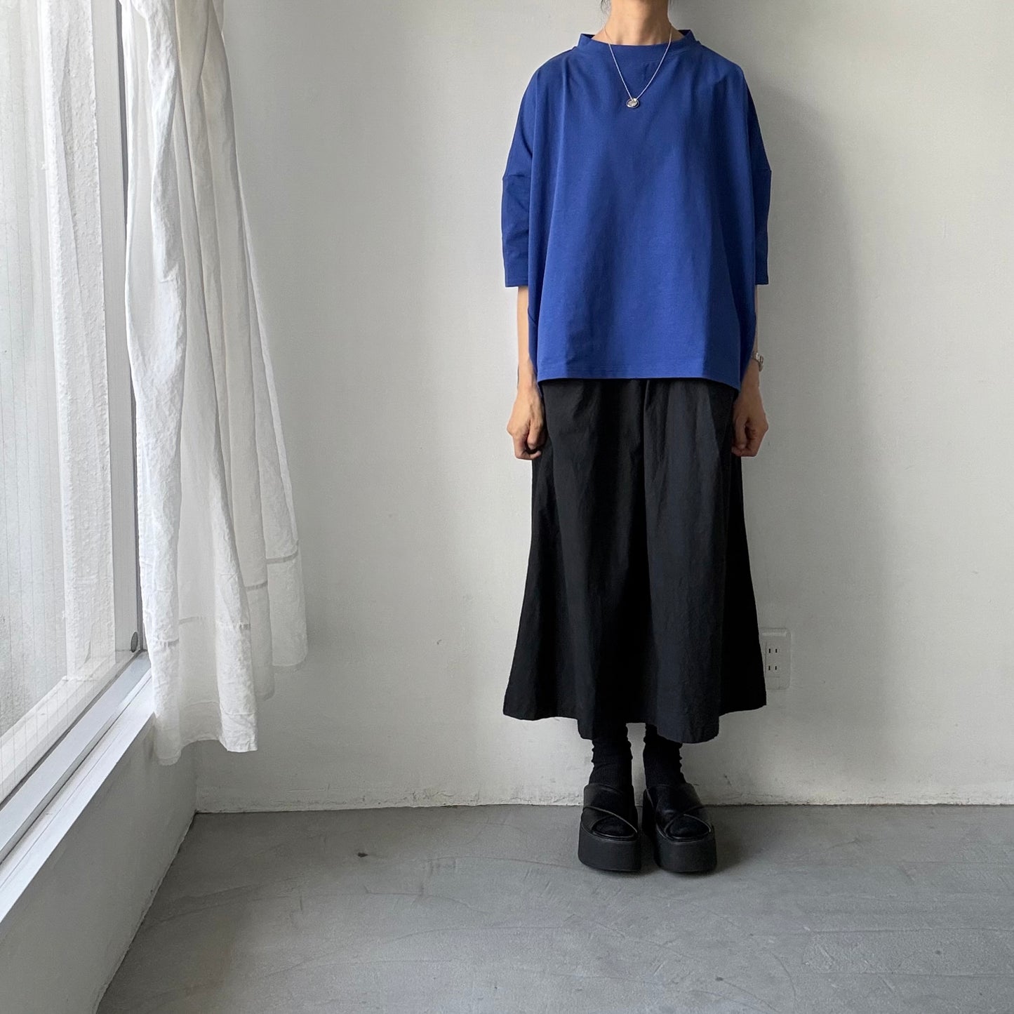 🟡水曜日入荷分予約受付中🟡 Linenya  テラヴェ7分袖Tシャツ　ブルー