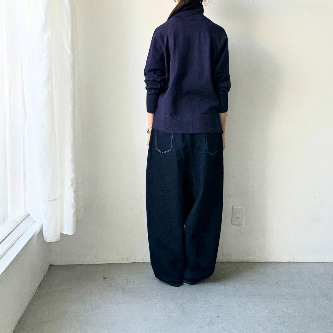 homspun ソフトコットンジップアップカーディガン　ネイビー