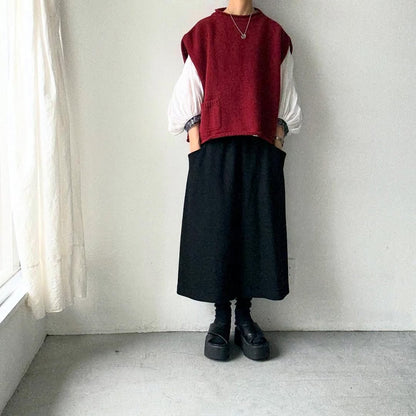 atelier d'antan Rude ウールニットベスト　ダークレッド