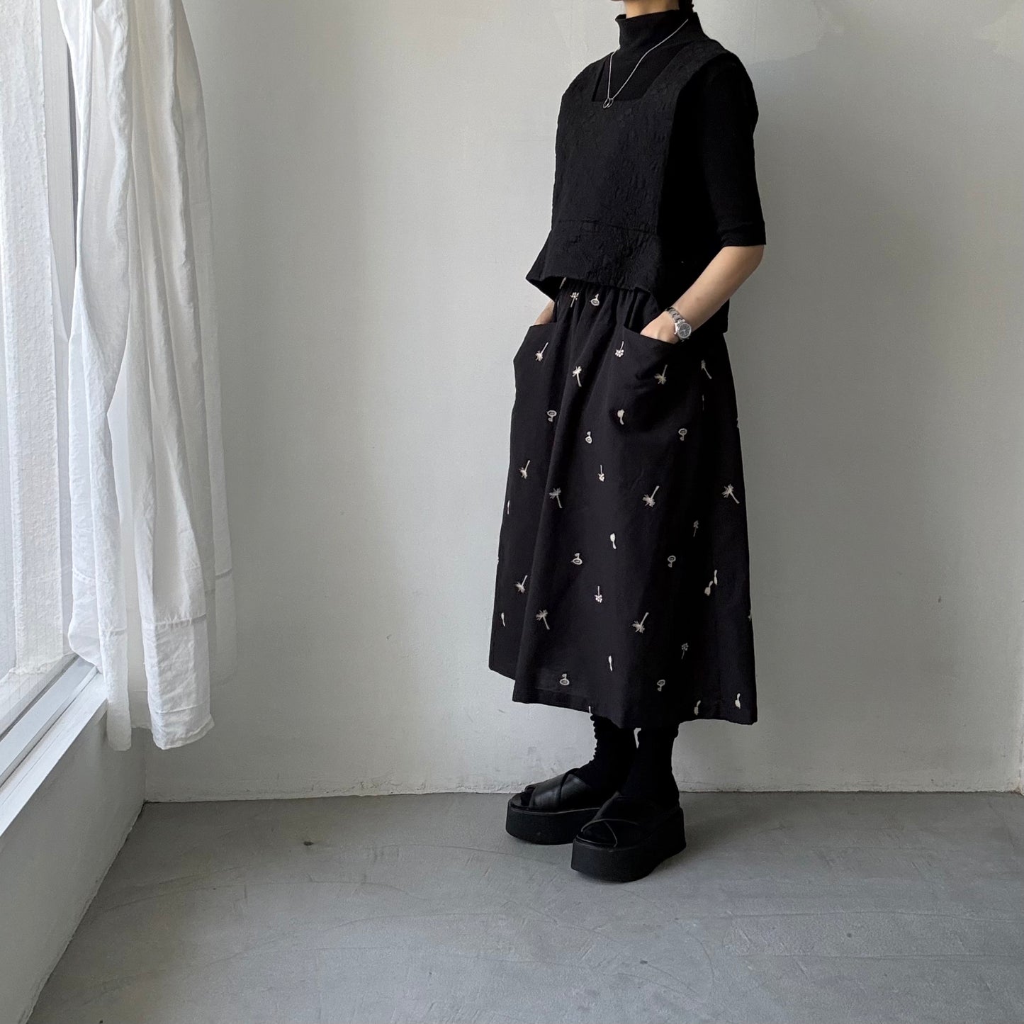 atelier naruse  コットンリネンカットインポケットスカート nohara