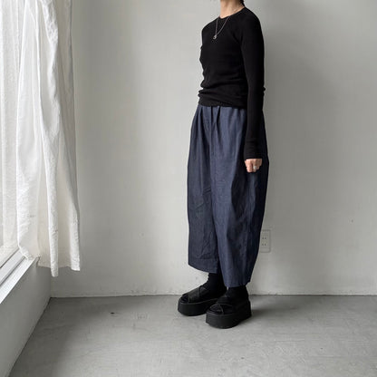 Linenya  デニムタックワイドパンツ
