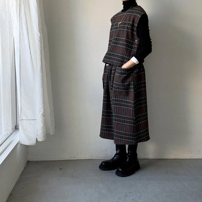 R&D.M.Co ウールタータンチェックストリングスカート