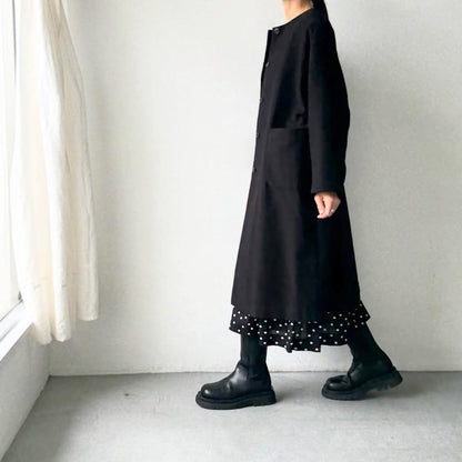 atelier d'antan Mauryノーカラーコットンコート