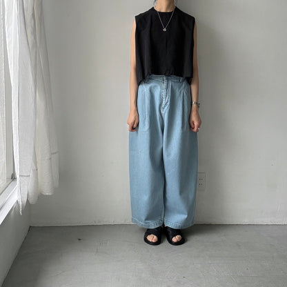 atelier naruse  コットンデニムワイドタックパンツ　size 1