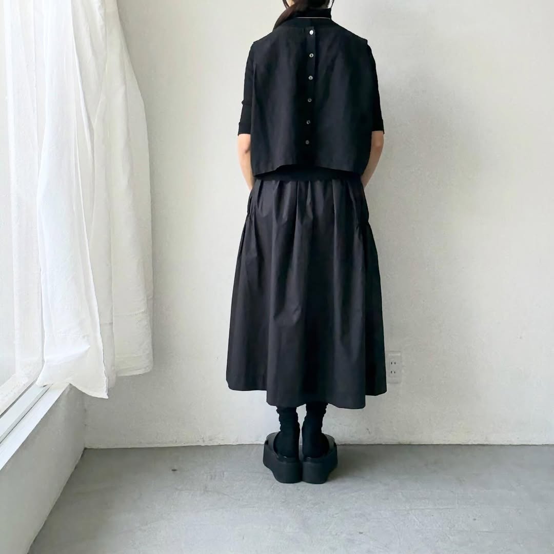 cion  コットンシャーリングギャザースカート　ブラック