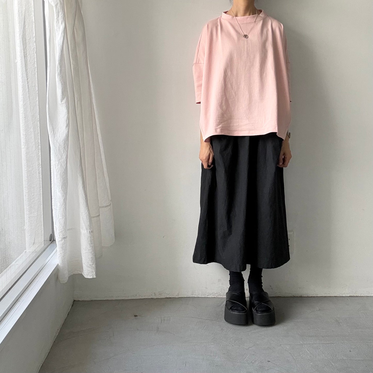 🟡水曜日入荷分予約受付中🟡 
Linenya  テラヴェ7分袖Tシャツ　ペールピンク
