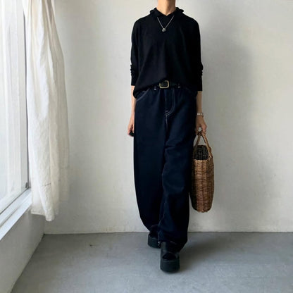 cion  ウールフリルカラーポロニット　ブラック