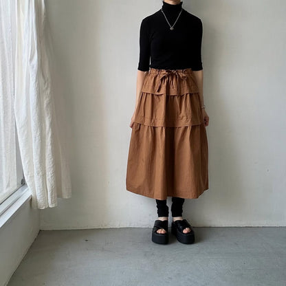 homspun コットンミニチェックティアードスカート
