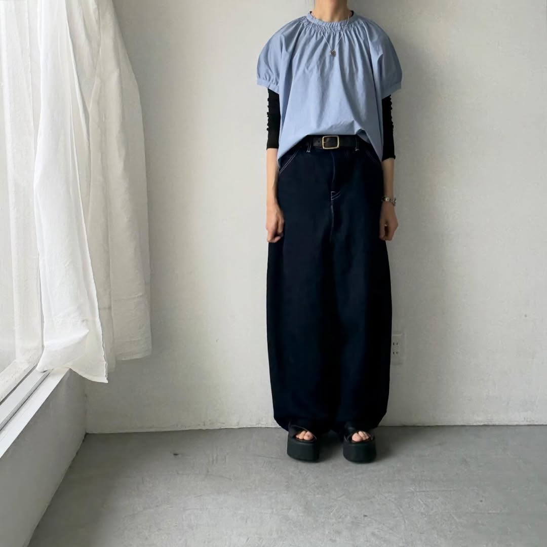 🟡週末入荷分予約受付中🟡cion  コットンシャーリングブラウス　サックスブルー