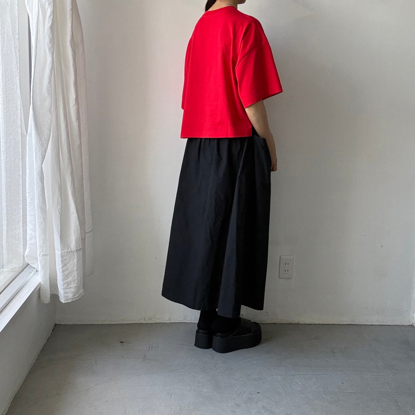 atelier naruse  コットン5分袖カットソー　レッド