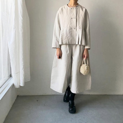 MAGALI ハイカウントコットンリネンコクーンパンツ　オートミール