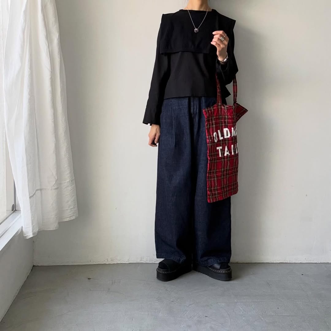 OLDMANS TAILOR  OMTプリントタータンチェックリネントートバッグ