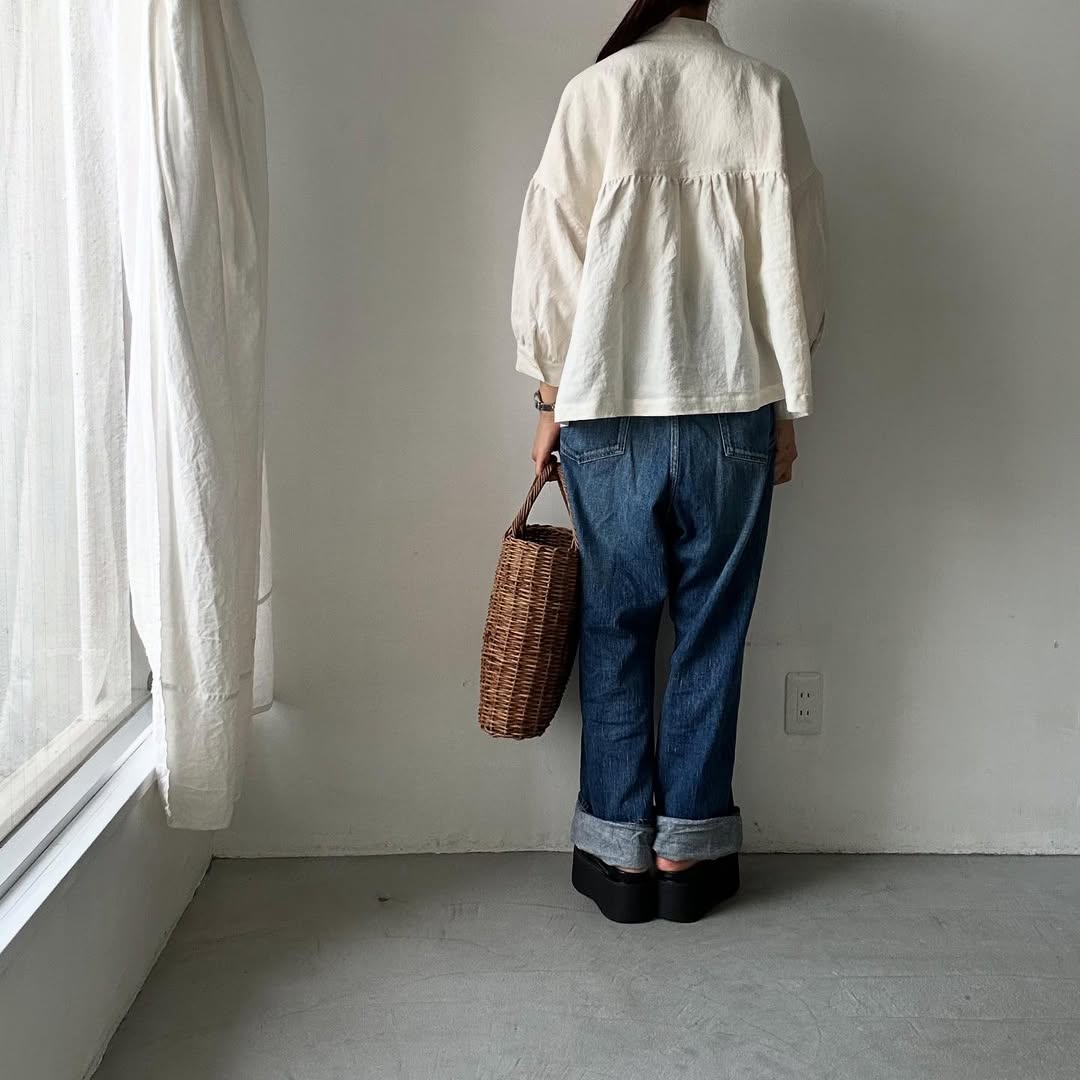 Linenya  リネンスタンドカラーブラウス　ホワイト