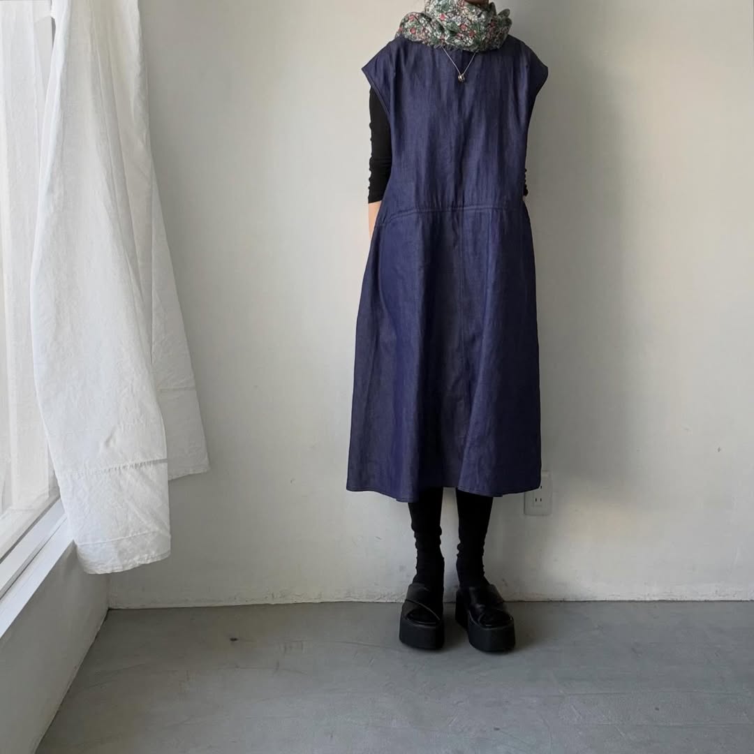 R&D.M.Co コットンデニムハンチドバックドレス