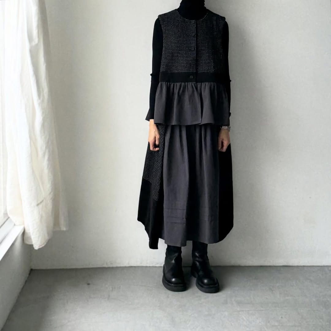 MAGALI  ピンドットツイードヴィンテージジレ