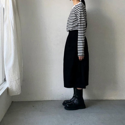 R&D.M.Co 裏起毛ボーダークルーネック長袖Tシャツ　ホワイト×ブラック