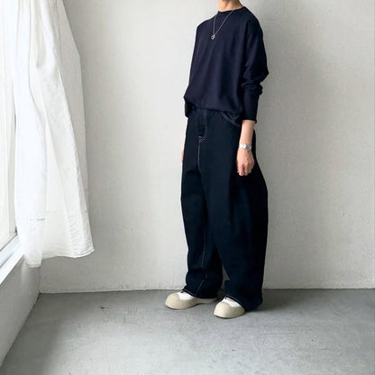as it is   コットンオーバーニット　ネイビー