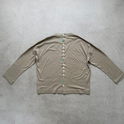 R&D.M.Co  ドロップキャンディボタンロングスリーブTシャツ　カーキ