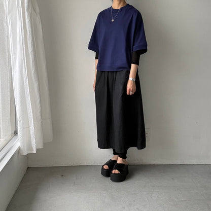 atelier d'antan  Bordet コットンジャージー５分袖プルオーバー　ダークブルー