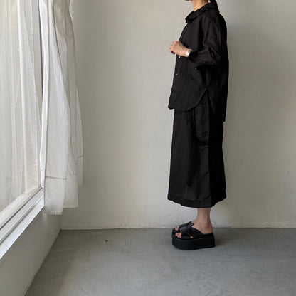 R&D.M.Co  リネンガーメントダイラッフルカラーブラウス