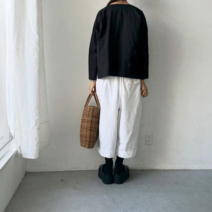 jujudhau デッドストックコットンダブルボタンシャツ　ブラック