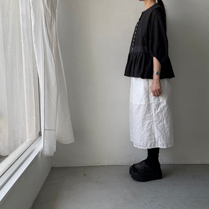 MAGALI   コットンリネンピンチェックペザントジレ