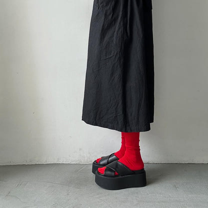 atelier naruse  リネン天竺ミドルソックス　レッド