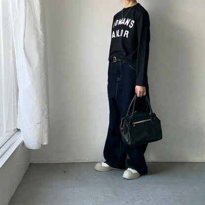 OLDMANS TAILOR OMTラバープリント長袖Tシャツ　ブラック