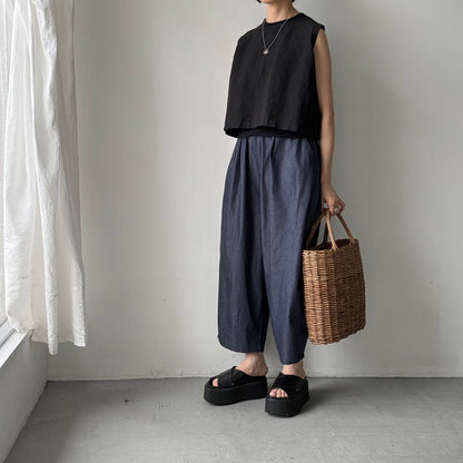 Linenya  デニムタックワイドパンツ