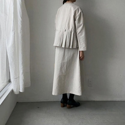 MAGALI ハイカウントコットンリネングレースドレス　オートミール