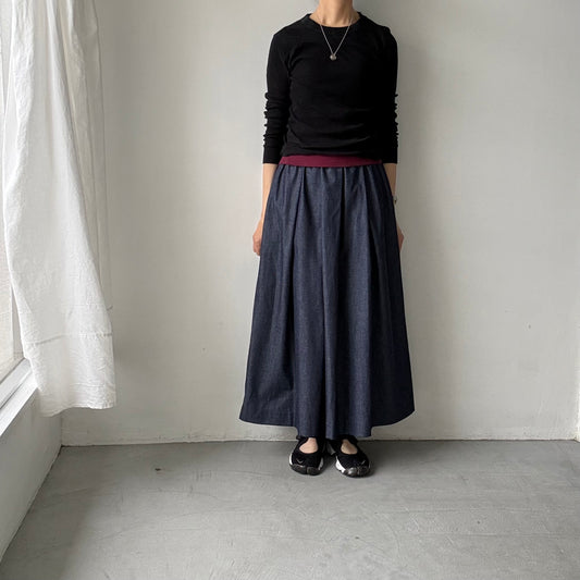 Linenya  デニムタックスカート　90センチ丈