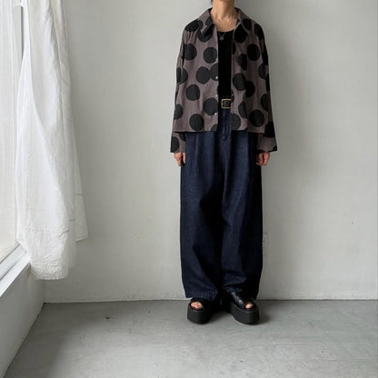 atelier naruse  コットンカットソー水玉ブラウス　ブラウン×ブラック