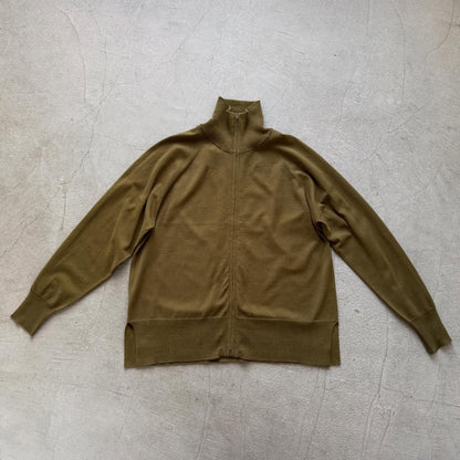 homspun ソフトコットンジップアップカーディガン　カーキ