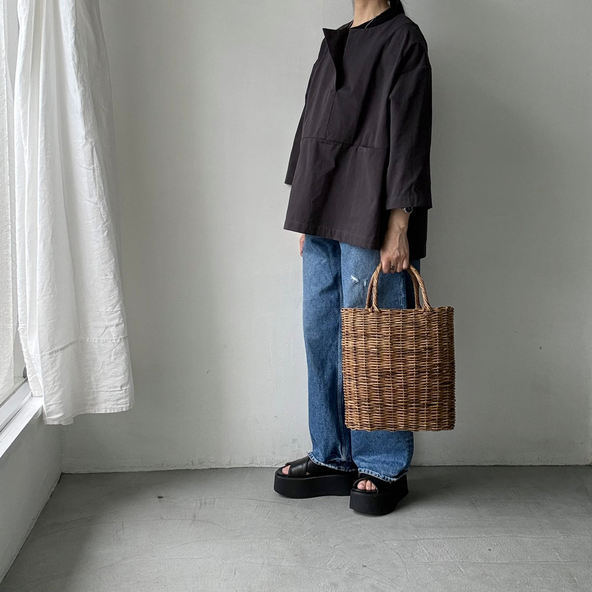 atelier d'antan Bouvetコットンプルオーバー　  ダークグレー