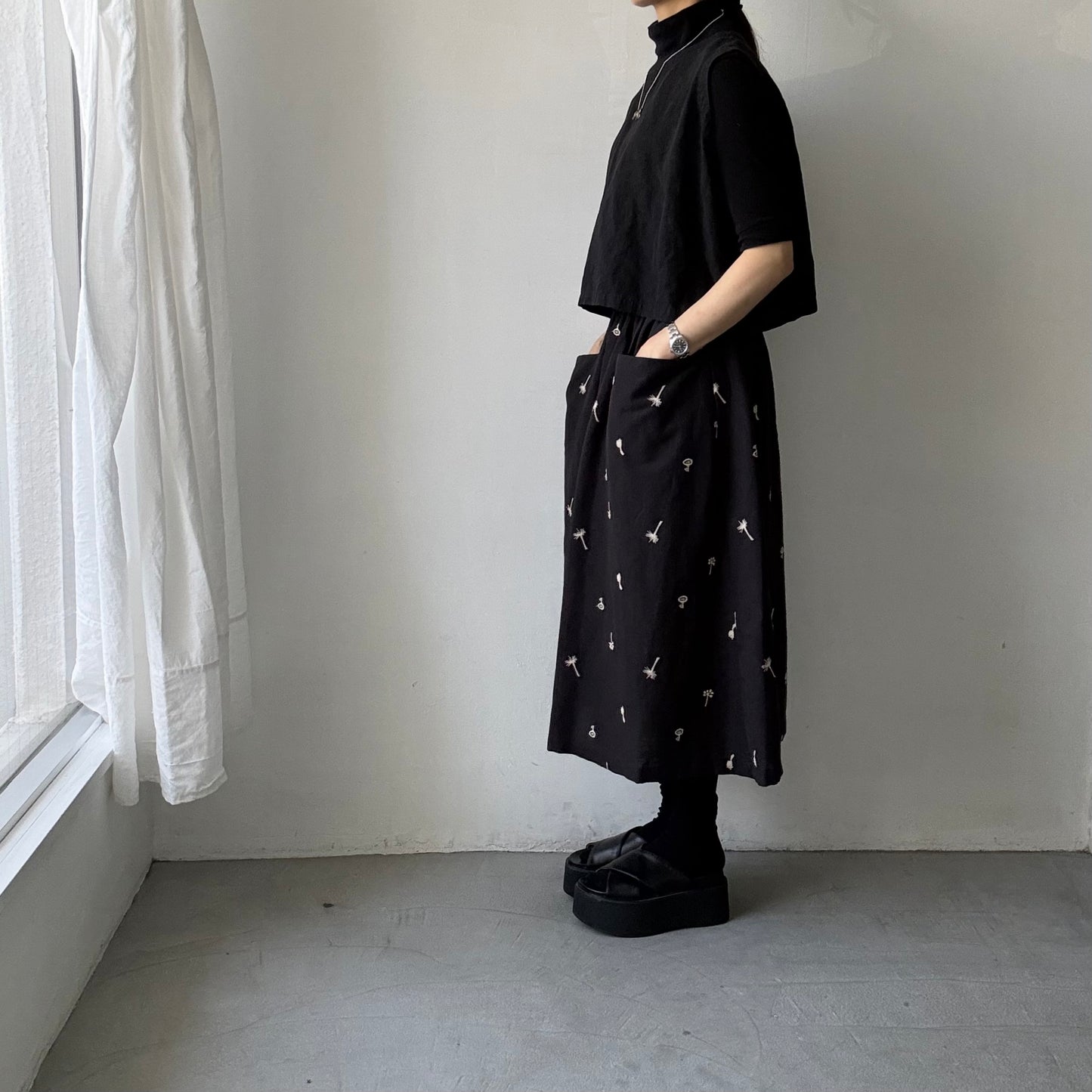 atelier naruse  コットンリネンカットインポケットスカート nohara