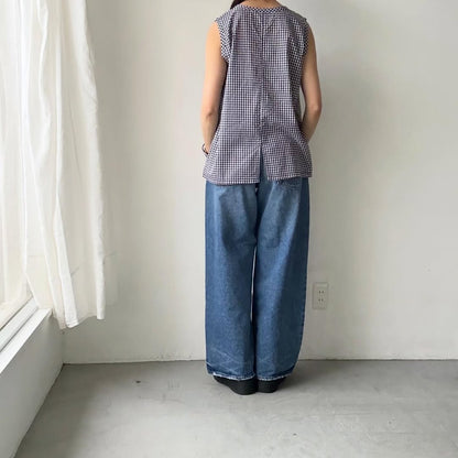 homspun  ギンガムノースリーブプルオーバー　