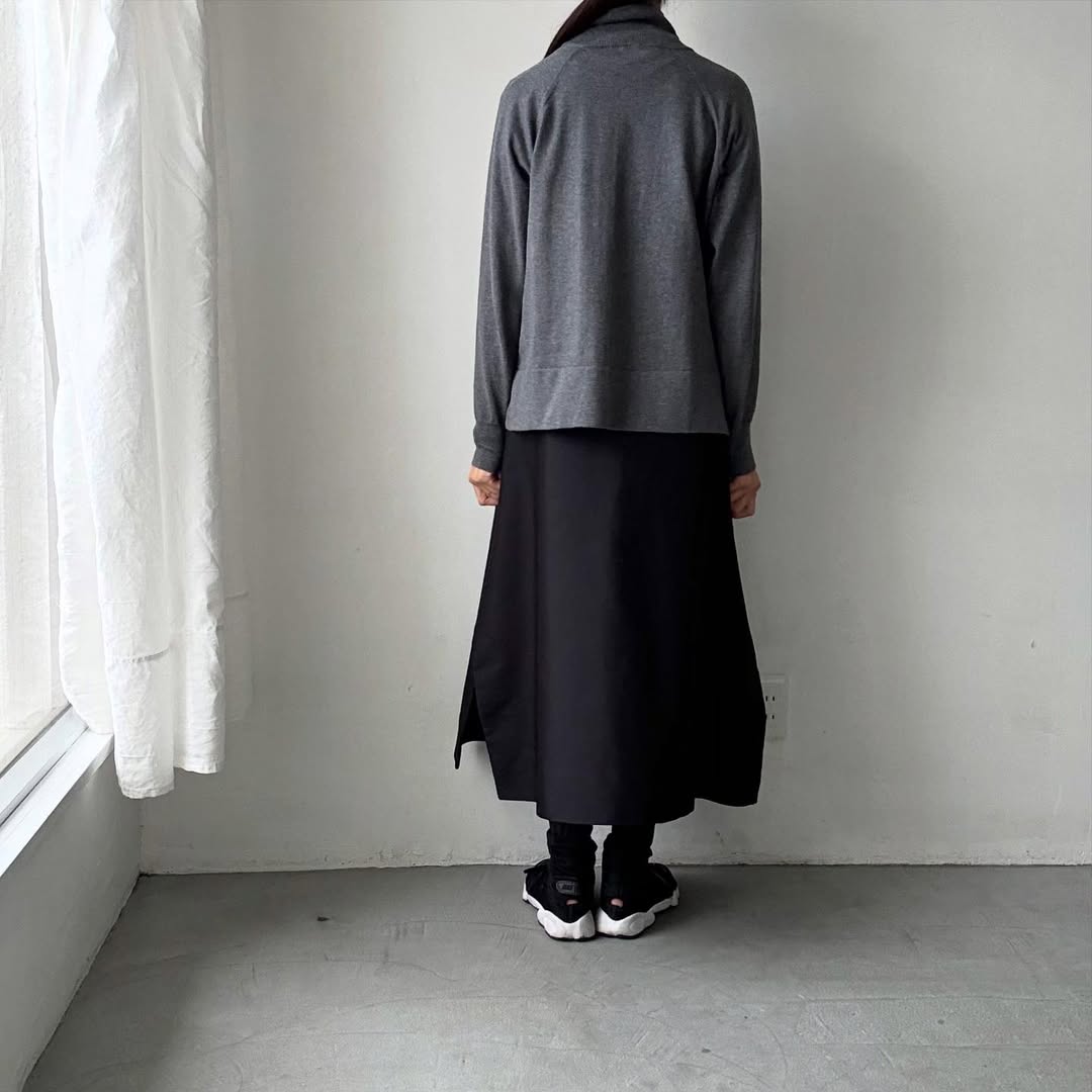 homspun ソフトコットンジップアップカーディガン　チャコールグレー