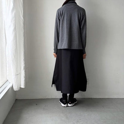 homspun ソフトコットンジップアップカーディガン　チャコールグレー