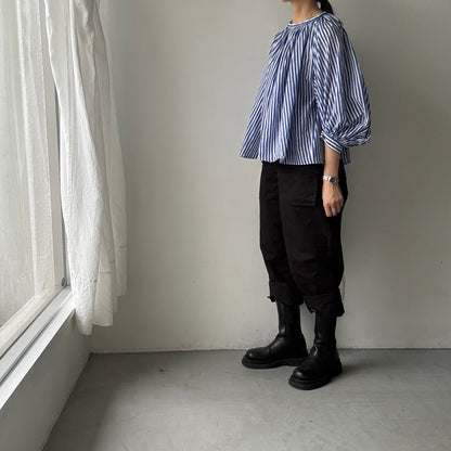 R&D.M.Co キャンディストライプギャザースモック